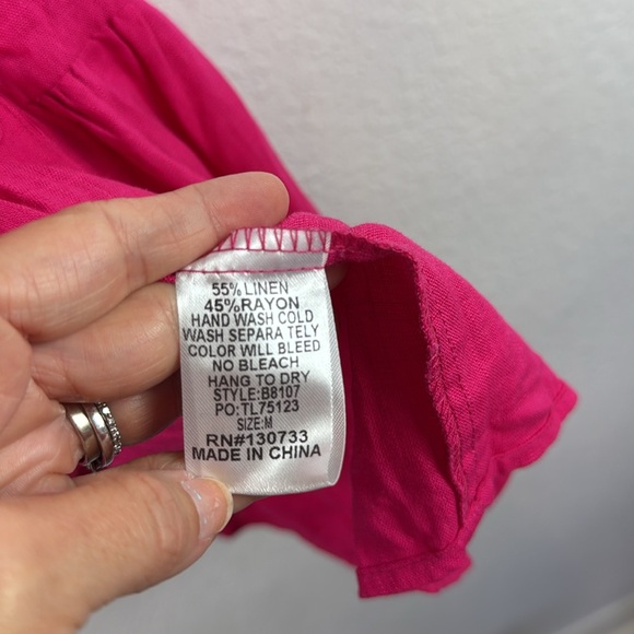 NWT Umgee linen blend tiered mini dress medium - Picture 7 of 9